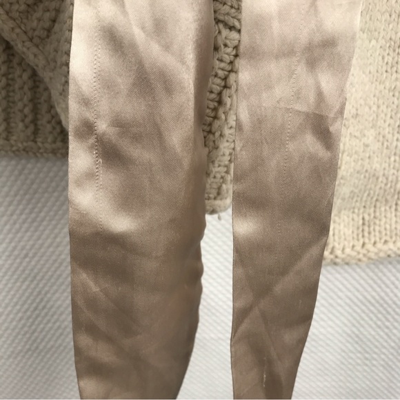 APT. 9 Chunky Wool Blend Oatmeal Beige Shawl Collar Ribbon-tie Sweater Cardigan - Picture 7 of 9